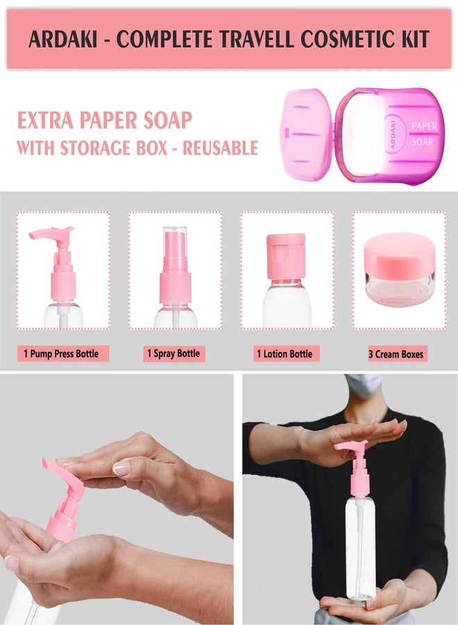 ARDAKI Travel Bottles for Toiletries Refillable Empty Mini Small Container Travelling Kit Set for Shampoo, Cosmetics & Other Essentials Leakproof - with Pouch (8 Pcs) - Image 2