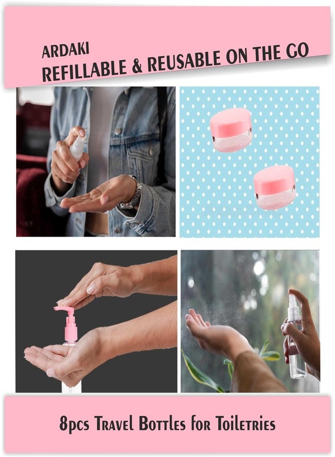 ARDAKI Travel Bottles for Toiletries Refillable Empty Mini Small Container Travelling Kit Set for Shampoo, Cosmetics & Other Essentials Leakproof - with Pouch (8 Pcs) - Image 4