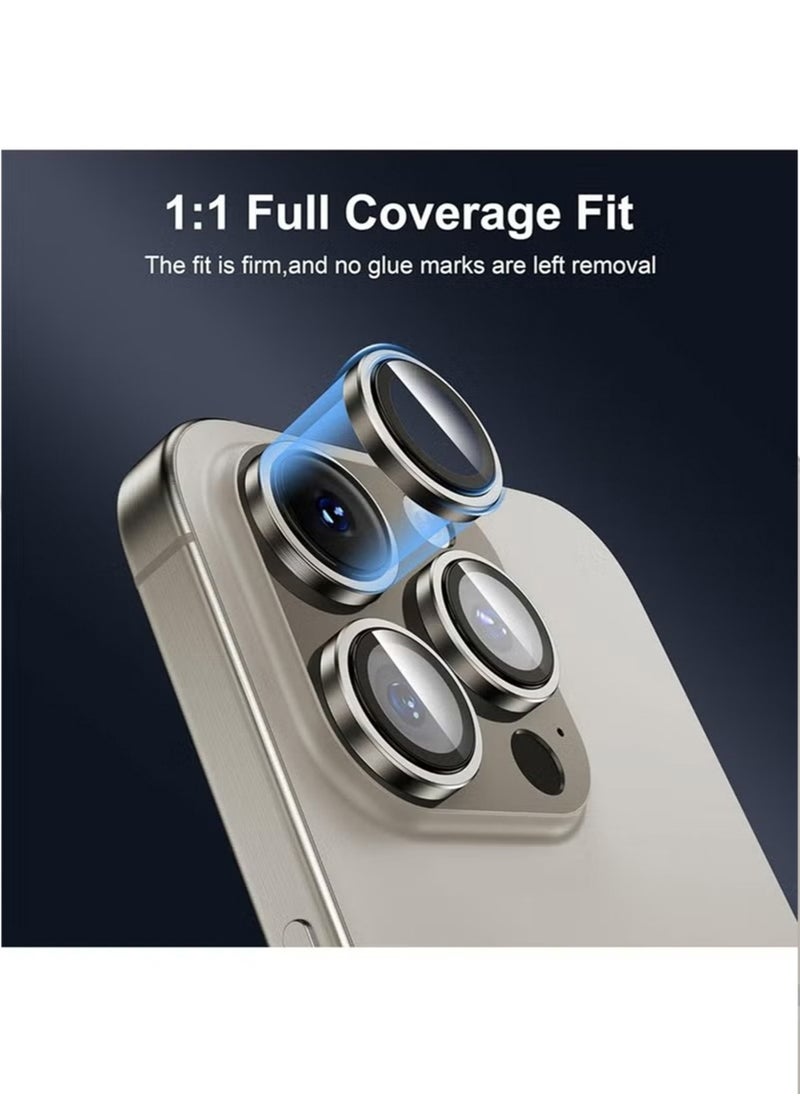 SNBFA مناسبة ل iPhone 16 برو و iPhone 16 برو ماكس عدسة الكاميرا حامي ، 9H تشديد الزجاج المعدني غطاء حلقة مستقلة ، HD شفافة ، 3 قطعة نوع التيتانيوم الطبيعي  - Image 3