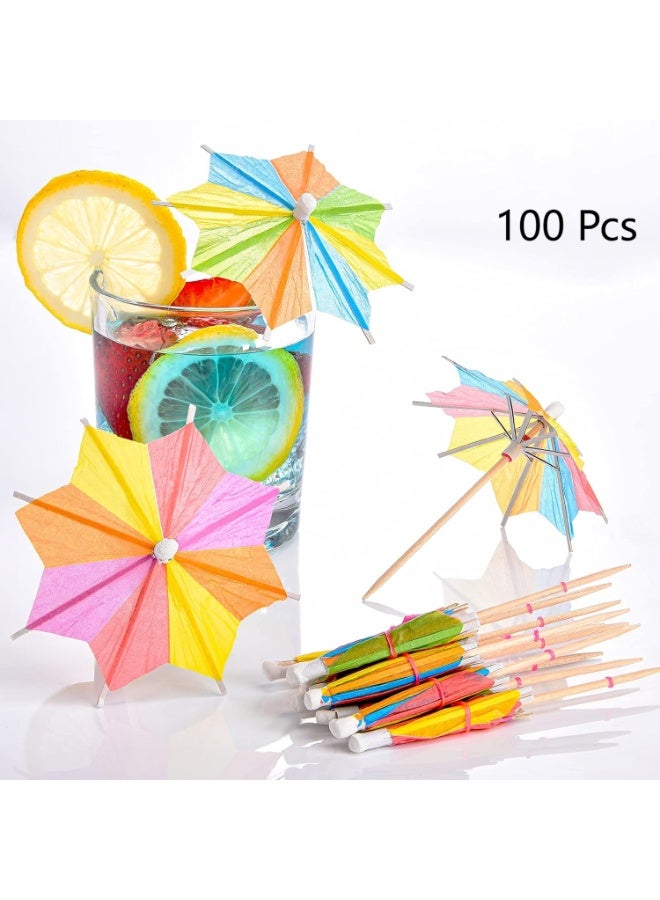 100pcs Cocktail Umbrella Sticks, 4 inch Octagonal Star Paper Parasol Sticks for Party Drinks, Cupcake Toppers, Handmade Cocktails, Parasol Sticks for Pool Party Gifts Supplies Decorations - Image 1