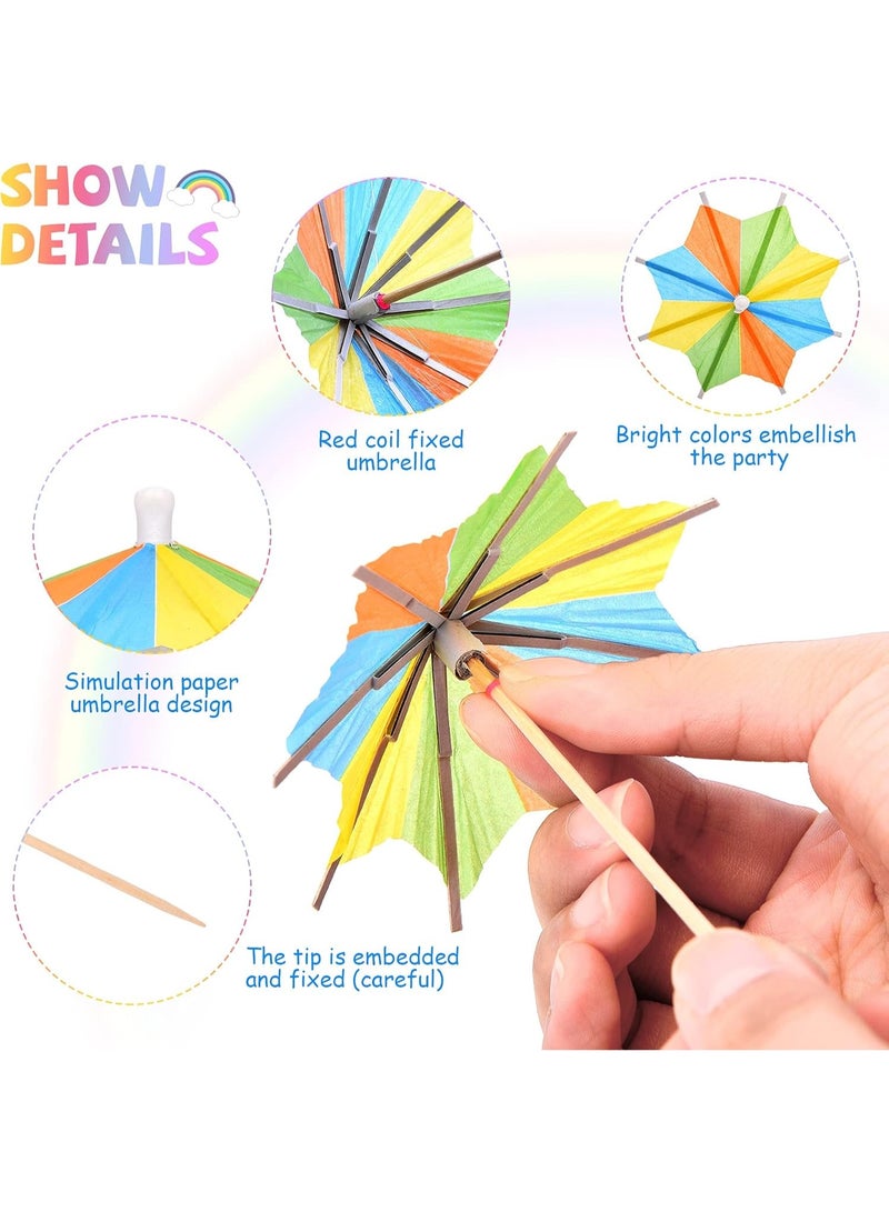 100pcs Cocktail Umbrella Sticks, 4 inch Octagonal Star Paper Parasol Sticks for Party Drinks, Cupcake Toppers, Handmade Cocktails, Parasol Sticks for Pool Party Gifts Supplies Decorations - Image 3