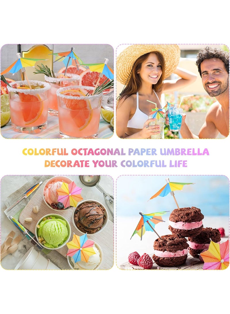 100pcs Cocktail Umbrella Sticks, 4 inch Octagonal Star Paper Parasol Sticks for Party Drinks, Cupcake Toppers, Handmade Cocktails, Parasol Sticks for Pool Party Gifts Supplies Decorations - Image 4