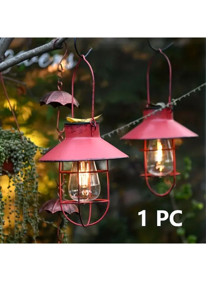 فانوس معلق خارجي بالطاقة الشمسية الأحمر ضوء حديقة بدون بطارية ديكور فناء - Image 1