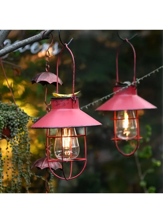 فانوس معلق خارجي بالطاقة الشمسية الأحمر ضوء حديقة بدون بطارية ديكور فناء - Image 2