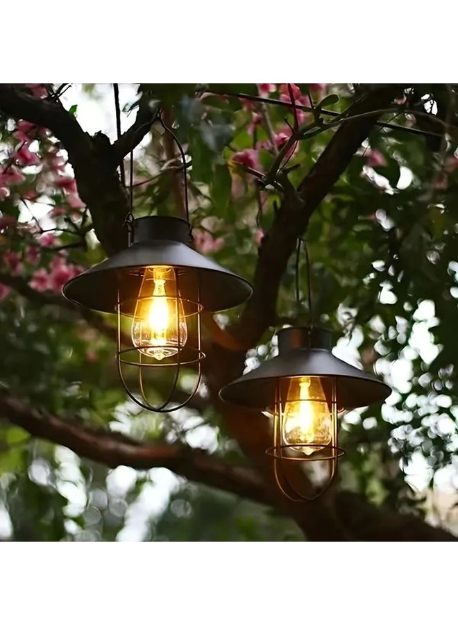 فانوس معلق خارجي بالطاقة الشمسية الأحمر ضوء حديقة بدون بطارية ديكور فناء - Image 3