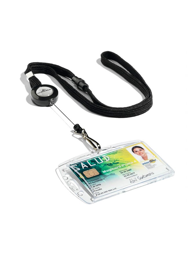 ديورابل شريط حامل بطاقة سحاب 80 سم مع حزام بزر ومشبك معدني | حامل بطاقات اسم وبطاقات هوية للموظفين والفعاليات، متين وأسود، مناسب للشنط والحقائب — ديوريبل - Image 4