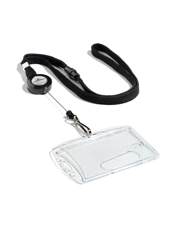 ديورابل شريط حامل بطاقة سحاب 80 سم مع حزام بزر ومشبك معدني | حامل بطاقات اسم وبطاقات هوية للموظفين والفعاليات، متين وأسود، مناسب للشنط والحقائب — ديوريبل - Image 2