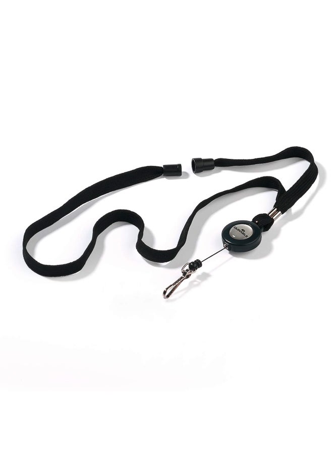 ديورابل شريط حامل بطاقة سحاب 80 سم مع حزام بزر ومشبك معدني | حامل بطاقات اسم وبطاقات هوية للموظفين والفعاليات، متين وأسود، مناسب للشنط والحقائب — ديوريبل - Image 1