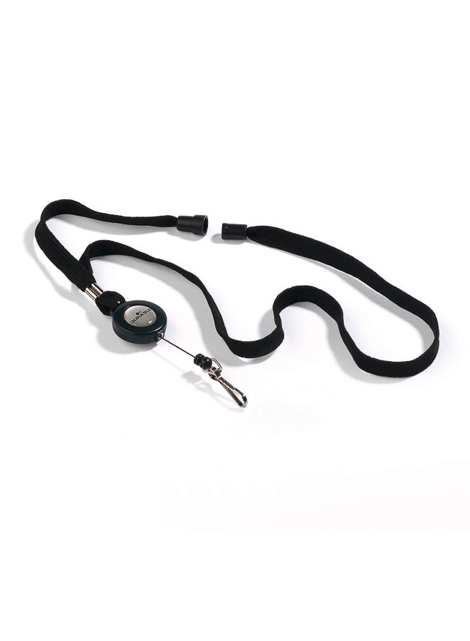 ديورابل شريط حامل بطاقة سحاب 80 سم مع حزام بزر ومشبك معدني | حامل بطاقات اسم وبطاقات هوية للموظفين والفعاليات، متين وأسود، مناسب للشنط والحقائب — ديوريبل - Image 3