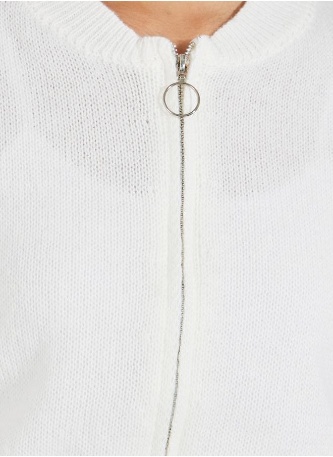 Styli - Zip Through Short Length  Knit Sweater - Image 1
