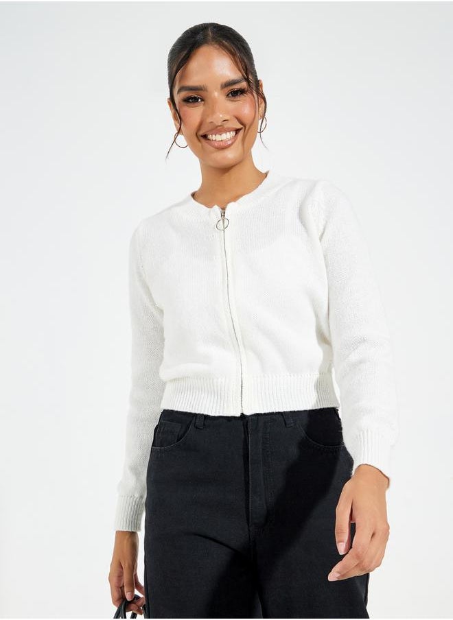 Styli - Zip Through Short Length  Knit Sweater - Image 1