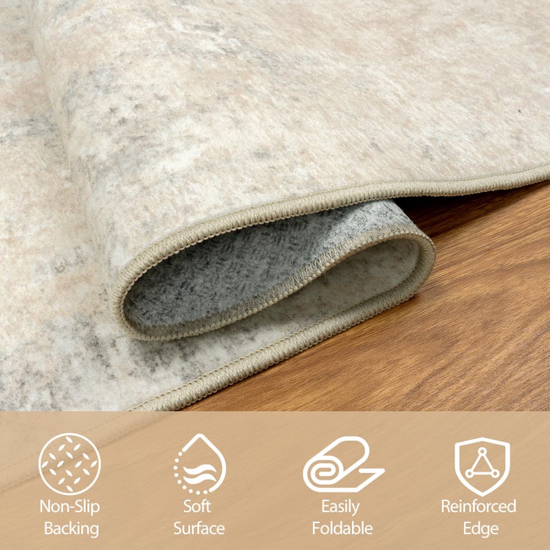 Aelenmu 9x12 Area Rugs for Living Room Rug Washable: Abstract Large Rug for Dining Room Bedroom Carpet Non Slip 9 by 12 Indoor Modern Nursery Home Office Beige Grey - Image 3
