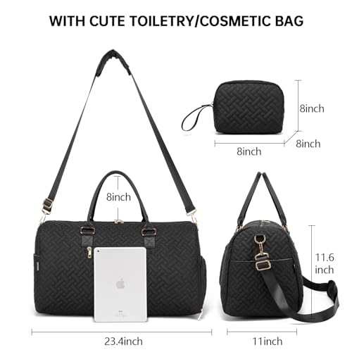 BAVERGE Weekender Duffle Bag for Travel with Shoe Compartment, Carry On Overnight Bag for Women with Toiletry Bag, Gym Bag with Wet Pocket, Hospital Bags for Labor and Delivery Black - Image 5