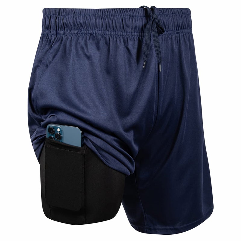 Ultra Performance 3 Pack Mens 2 in 1 Athletic Running Shorts 7 inch Inseam Workout Gym Compression Shorts for Men - Image 4
