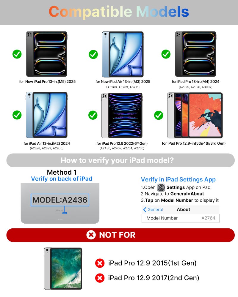 typecase حافظة تايب كيس مع لوحة مفاتيح لجهاز آيباد برو 13 بوصة (M5/M4، 2025/2024)، آيباد إير 13 بوصة (M3/M2، 2025/2024) وآيباد برو 12.9 بوصة، لوحة تتبع، قابلة للدوران 360°، إضاءة خلفية بـ 11 لون، بنفسجي فاتح - Image 2