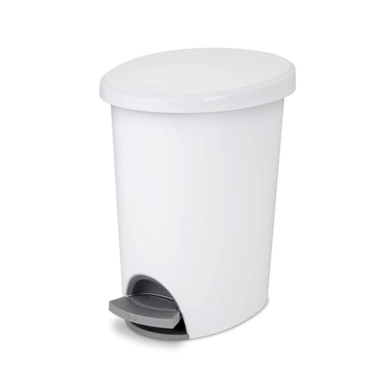 Sterilite Sterilite 26 Gallon Ultra StepOn Wastebasket w Lid Small Plastic Trash Can for the Bathroom Bedroom or Dorm Pedal and Liner White 2Pack 