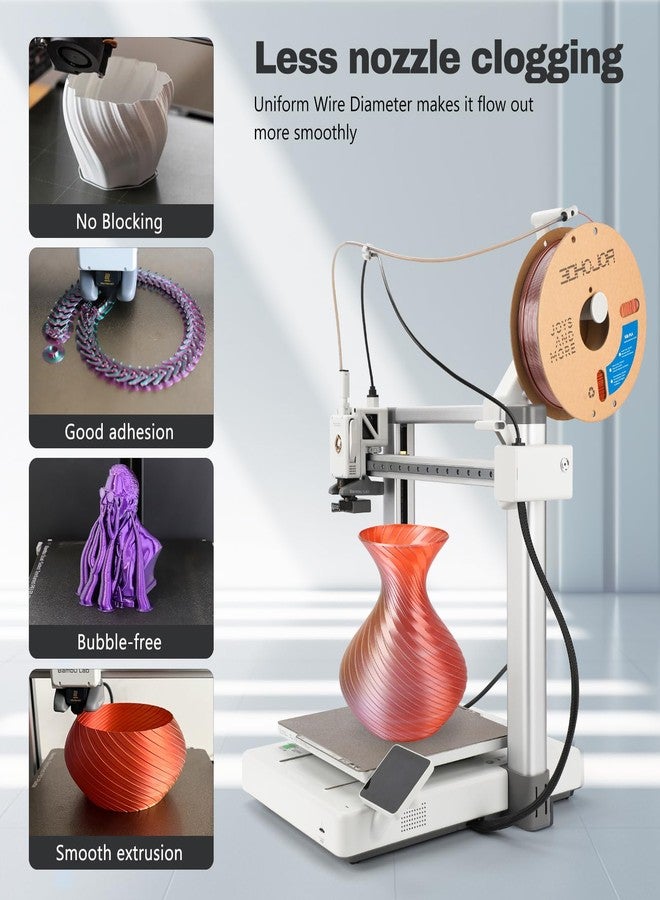 3DHoJor Silk PLA Filament 1.75mm Gold Silver Copper Triple Color PLA 3D Printer Filament 3 in 1 Coextrusion 1KG Spool(2.2lbs) 3D Printing Filament Dimensional Accuracy +/- 0.03mm - Image 4