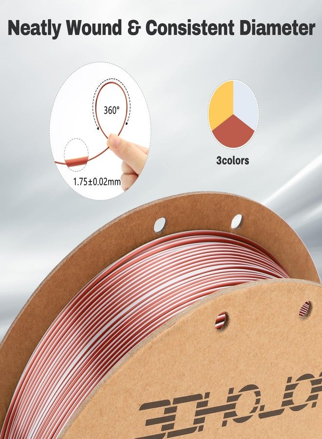 3DHoJor Silk PLA Filament 1.75mm Gold Silver Copper Triple Color PLA 3D Printer Filament 3 in 1 Coextrusion 1KG Spool(2.2lbs) 3D Printing Filament Dimensional Accuracy +/- 0.03mm - Image 5