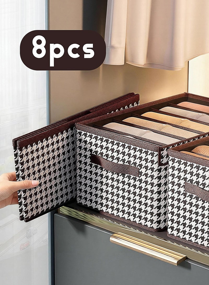 8 Pcs Large Foldable Closet Storage Organizer Clothes Storage and Organization Box Closet Storage Box with Carrying Handles Thickened Steel Frame Toy Organizer Box for Clothes Wardrobe Home Bedroom - Image 1