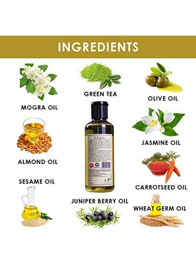 KHADI RISHIKESH Ayurvedic Body Oil Mogra Jesmin For Full Body Massage Oil ,Relaxing Mind & Body,Stress relieving properties| Relaxes ,Skin Glowing With Olive Oil,Sesame Oil,Almond Oil- Moisturizes Skin--Paraben Free,UNISEX-210ML-à¤à¤¯à¥à¤°à¥à¤µà¥à¤¦à¤¿à¤ à¤®à¥à¤à¤°à¤¾ à¤à¥à¤¸à¥à¤®à¤¿à¤¨ à¤«à¥à¤² à¤¬à¥à¤¡à¥ à¤®à¤¸à¤¾à¤ à¤à¤¯à¤²-WITH KEYCHAIN FREE - Image 3