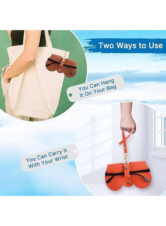 vivue 2 pcs sunglasses case cover men women pu leather eyewear hanging strip snap button protect eyeglasses spectacles goggles organizer travel - Image 4