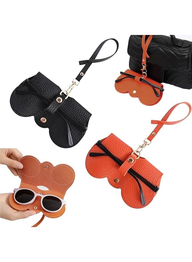 vivue 2 pcs sunglasses case cover men women pu leather eyewear hanging strip snap button protect eyeglasses spectacles goggles organizer travel - Image 1
