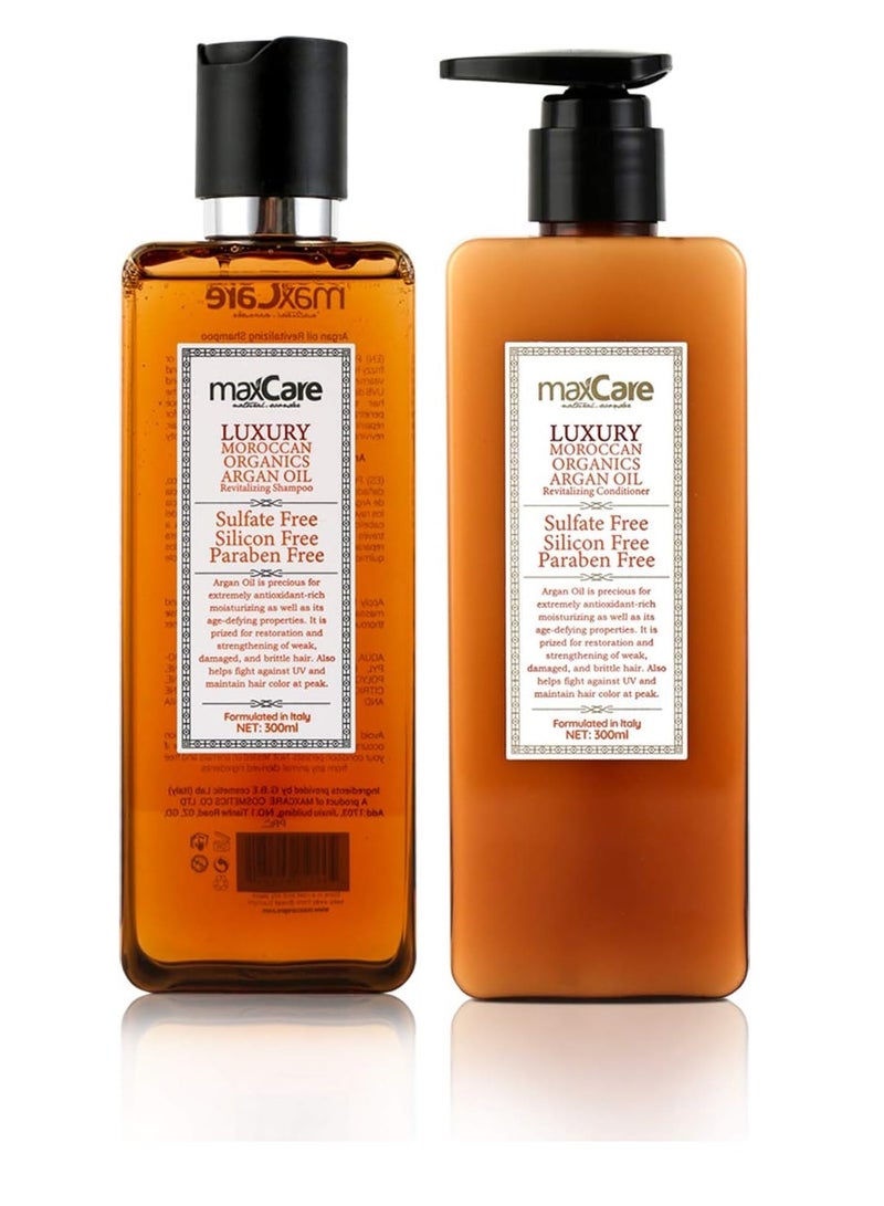 MaxCare Moroccan Organic Argan Oil Shampoo and Conditioner Set Sulfate Free,Paraben Free 300ml - Image 1
