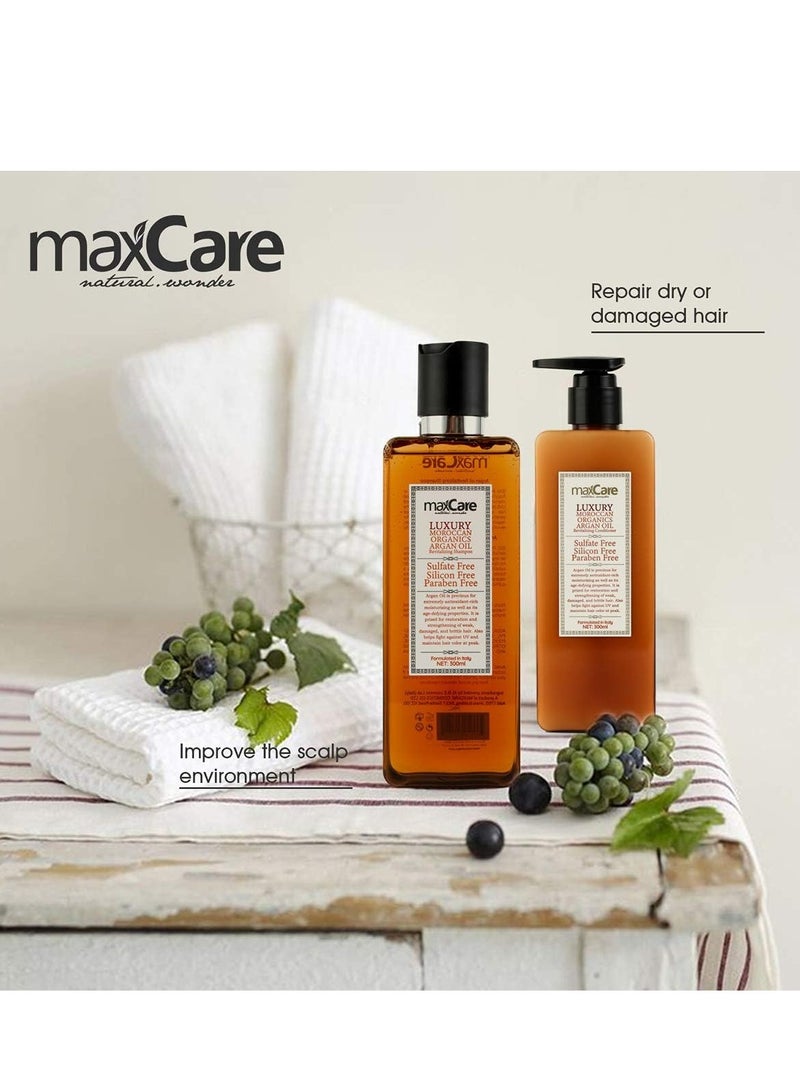 MaxCare Moroccan Organic Argan Oil Shampoo and Conditioner Set Sulfate Free,Paraben Free 300ml - Image 4