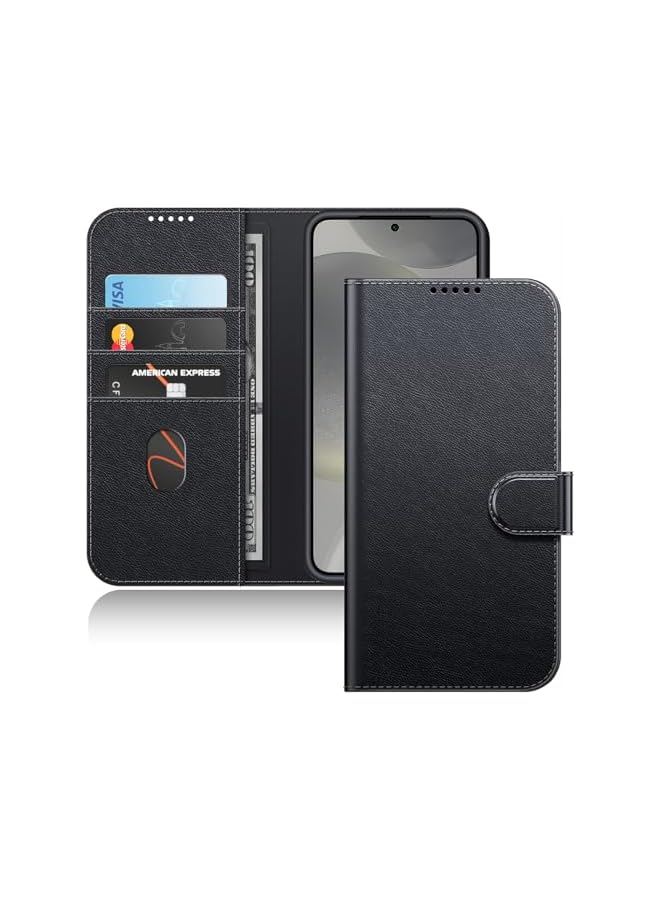 Jetech JETech Wallet Case for Samsung Galaxy S24 5G, Shockproof PU Leather Magnetic Flip Cover with Card Holder, Stand Feature and Full Camera Protection (Black) - Image 1