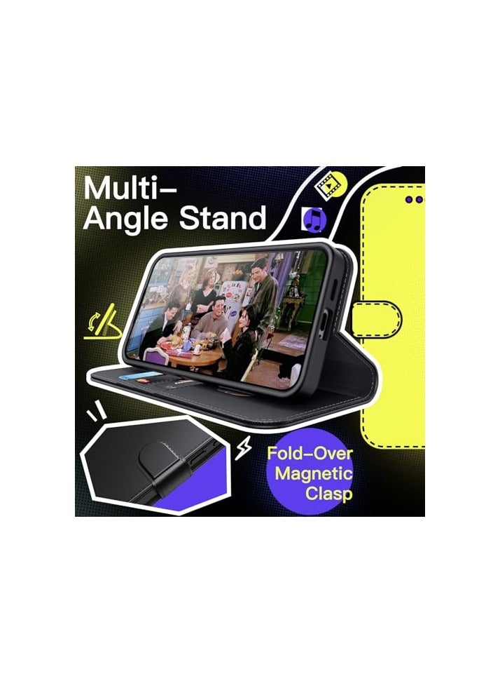 Jetech JETech Wallet Case for Samsung Galaxy S24 5G, Shockproof PU Leather Magnetic Flip Cover with Card Holder, Stand Feature and Full Camera Protection (Black) - Image 4