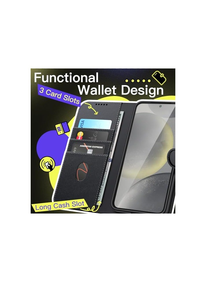 Jetech JETech Wallet Case for Samsung Galaxy S24 5G, Shockproof PU Leather Magnetic Flip Cover with Card Holder, Stand Feature and Full Camera Protection (Black) - Image 5