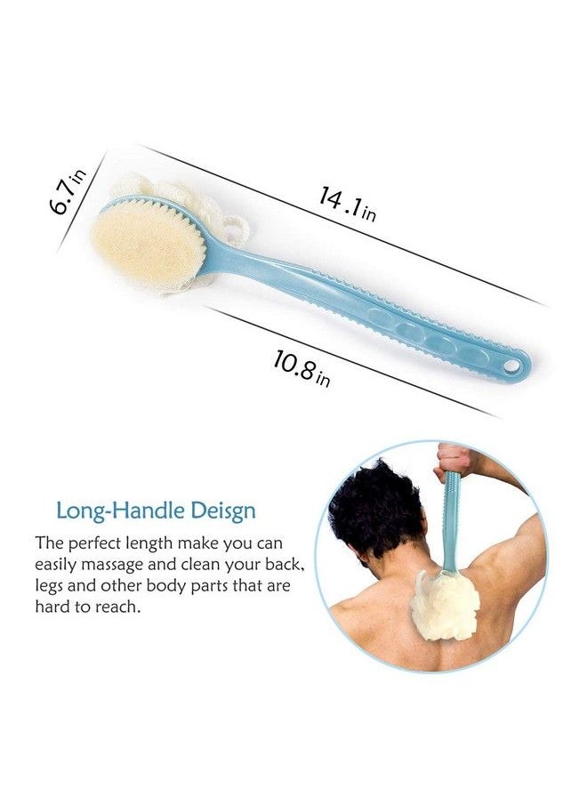 BEALUXUR 2 In 1 Bath Body Brush With Soft Loofah And Bristlesback Scrubber With Curved Long Handled Shower Brush For Wet Or Dry Women & Men Bodyface And Spa Washing  - Image 5