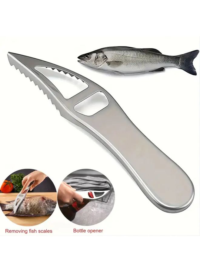 2 In 1 Fish Scaler Bottle Opener Heavy Duty Stainless Steel With Ergonomic Handle - Image 1
