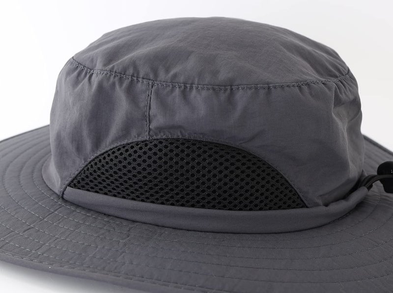 LLmoway Boys Quick Dry Breathable Summer Bucket Hat UV Protection Kid Wide Brim Mesh Safari Hat Grey - Image 4