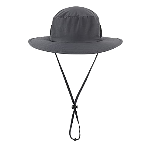 LLmoway Boys Quick Dry Breathable Summer Bucket Hat UV Protection Kid Wide Brim Mesh Safari Hat Grey - Image 2