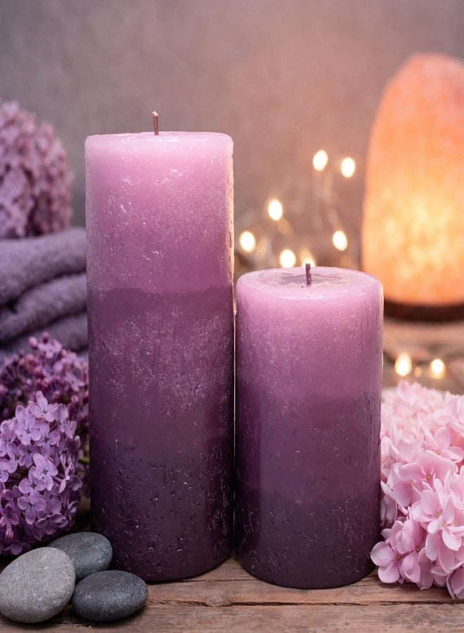 AURA Tritone Aroma Round Scented Pillar Candle Set of 2-2.8 X 4 (1) & 2.8 X 6 (1) (Richly Lavender) - Image 5