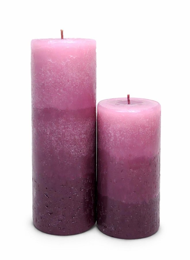 AURA Tritone Aroma Round Scented Pillar Candle Set of 2-2.8 X 4 (1) & 2.8 X 6 (1) (Richly Lavender) - Image 1