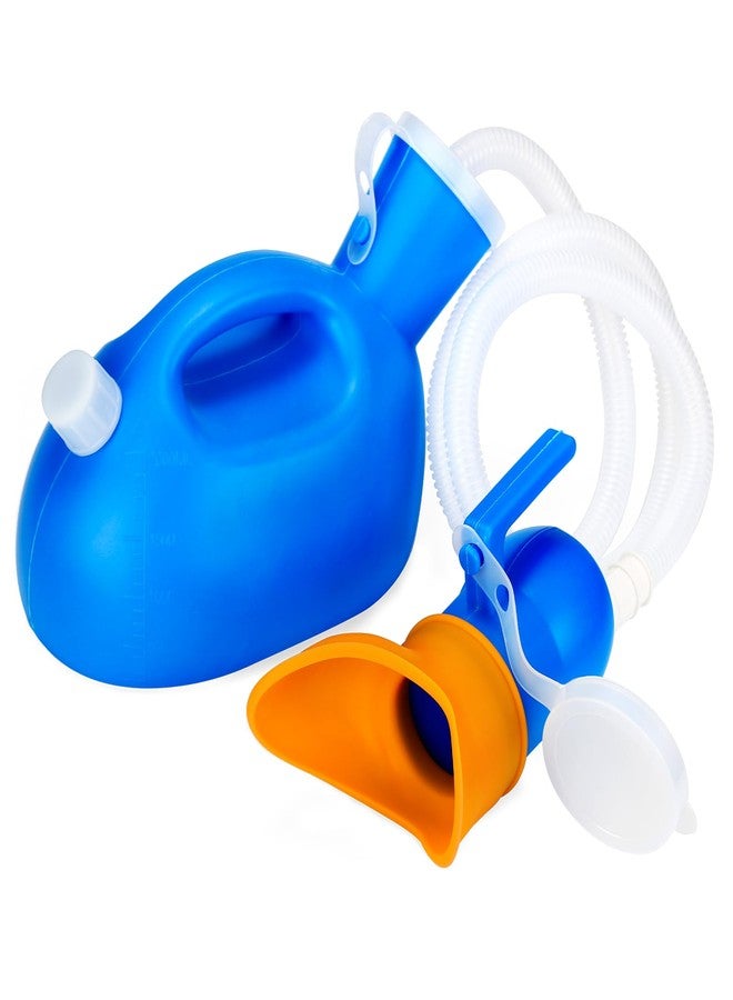 ONEDONE Urinals for Men Women - Portable Urine Bottle Spill Proof Female Urinals Pee Bottle w/Separate Urine Outlet Soft Funnel 68 OZ Urinal for Women Hospital Home Camping Leakproof 47" Long Tube - Image 1