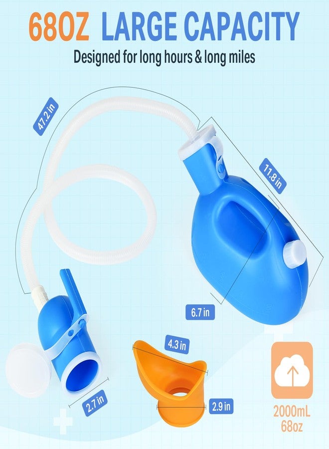 ONEDONE Urinals for Men Women - Portable Urine Bottle Spill Proof Female Urinals Pee Bottle w/Separate Urine Outlet Soft Funnel 68 OZ Urinal for Women Hospital Home Camping Leakproof 47" Long Tube - Image 4