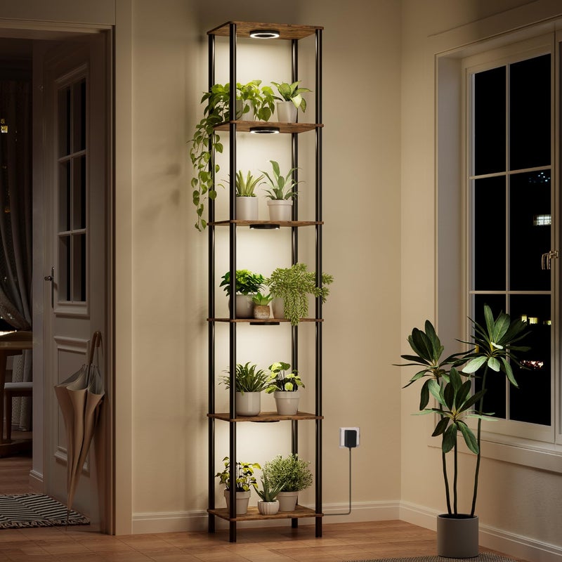 Bstrip Plant Stand Indoor with Grow Light, 81.3" Tall Indoor Plant Shelf, 6 Tier Flower Stand with Plant Light Full Spectrum, Metal Plant Holder with Light, lighted Plant Rack for Home, Corner, Patio - Image 1