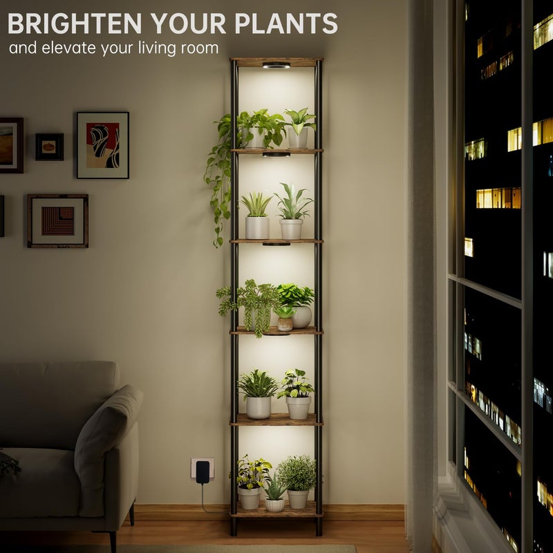 Bstrip Plant Stand Indoor with Grow Light, 81.3" Tall Indoor Plant Shelf, 6 Tier Flower Stand with Plant Light Full Spectrum, Metal Plant Holder with Light, lighted Plant Rack for Home, Corner, Patio - Image 2