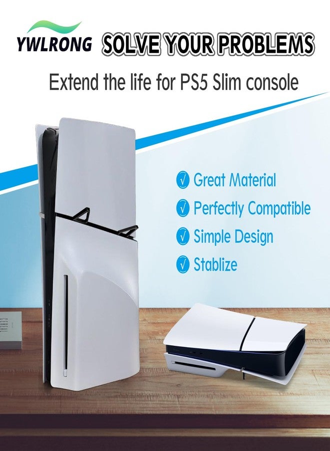 حامل YWLRONG مكون من 4 قطع لجهاز PS5 Slim، قاعدة مسطحة أفقية، متوافق مع ملحقات Sony PlayStation 5 Slim Disc Edition (شفاف + أسود) - Image 3