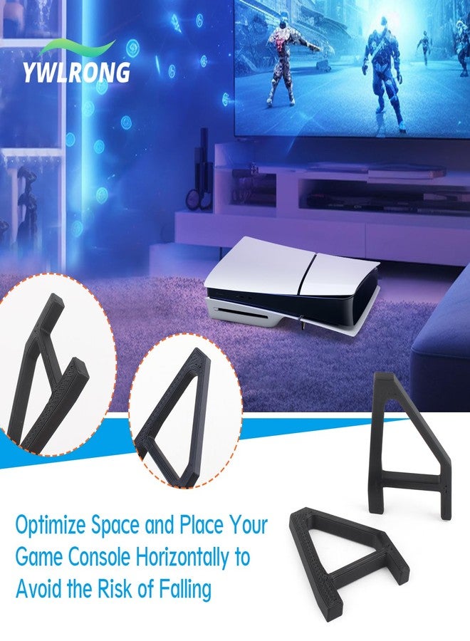 حامل YWLRONG مكون من 4 قطع لجهاز PS5 Slim، قاعدة مسطحة أفقية، متوافق مع ملحقات Sony PlayStation 5 Slim Disc Edition (شفاف + أسود) - Image 5