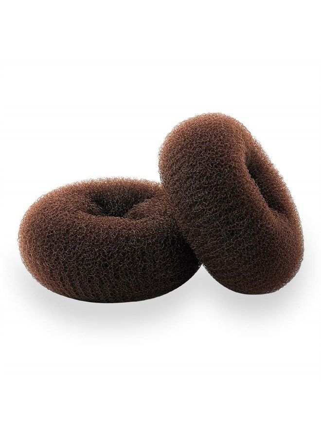 NICEMOVIC Hair Donut Bun Maker, Ring Style Bun, 2PCS Chignon Hair Large Doughnut Shaper for Thick and Long Hair (Large, 3.5 Inch/Brown) - Image 1