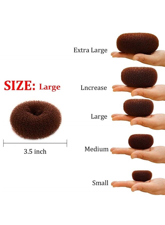 NICEMOVIC Hair Donut Bun Maker, Ring Style Bun, 2PCS Chignon Hair Large Doughnut Shaper for Thick and Long Hair (Large, 3.5 Inch/Brown) - Image 2
