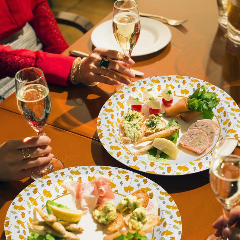 Ginkgo Paper Plates 8.5 Inch Bulk 150 Count  Thickened Heavy Duty Disposable Paper Plates for Party and Dinner - Image 5