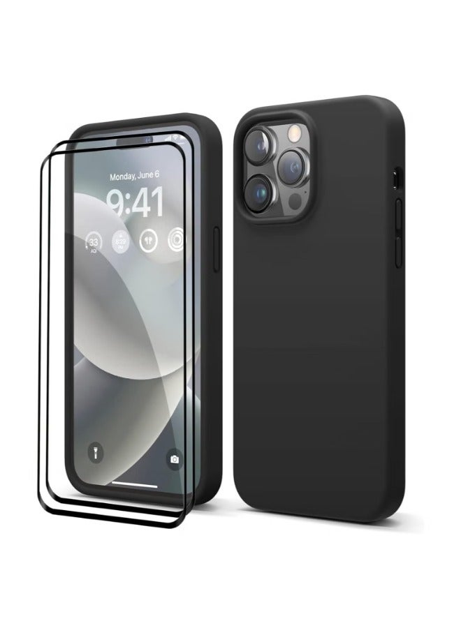 ACLIX [3 in 1] for iPhone 15 Pro Max Case with 9H Tempered Glass Screen Protector, Liquid Silicone Shockproof Protective Case,Slim Phone Cover for iPhone 15 Pro Max (iphone 15 Pro Max, Black) - Image 1