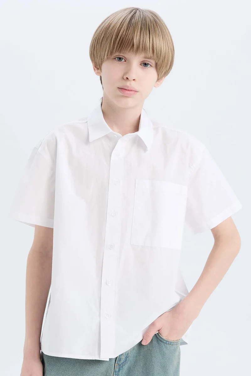ديفاكتو Boy Oversize Polo Collar Parachute Shirt