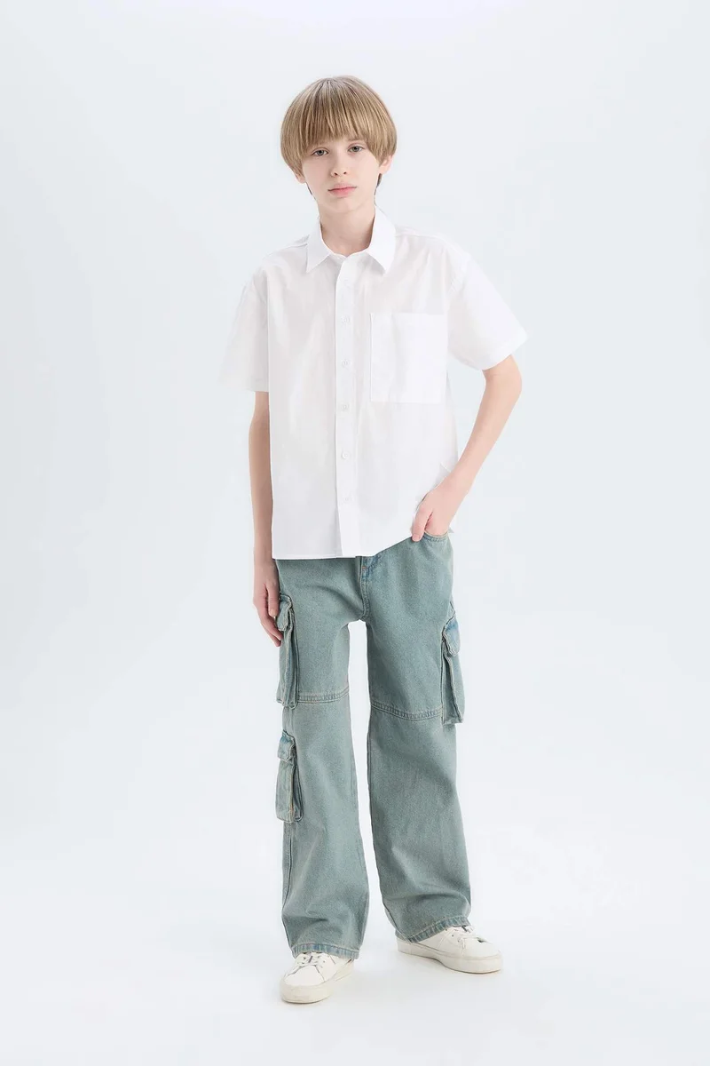 ديفاكتو Boy Oversize Polo Collar Parachute Shirt