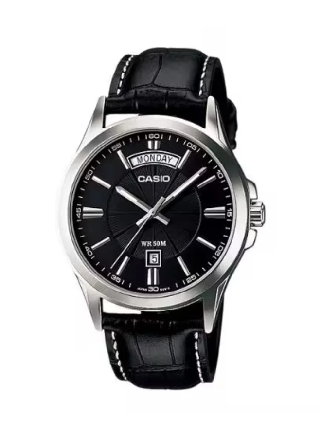 CASIO Men's Leather Analog Watch MTP-1381L-1A - 39.9 mm